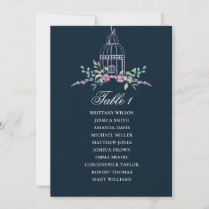 Invitation Plan de table floral à cage d'oiseau. Fleur de mar
