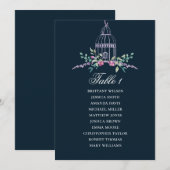 Invitation Plan de table floral à cage d'oiseau. Fleur de mar (Devant / Derrière)