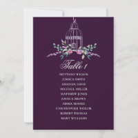 Plan de table floral cage à oiseaux. Mariage viole
