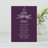 Invitation Plan de table floral cage à oiseaux. Mariage viole (Debout devant)