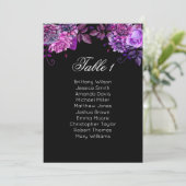 Invitation Plan de table floral violet. Plan de mariage noir (Debout devant)