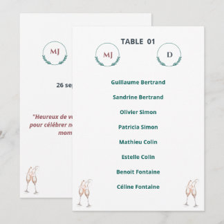 Invitation Plan de Table Individuel Chic – Harmony Journey