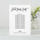 Invitation Plan de table individuel écrit à la main avec styl (Debout devant)