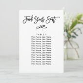 Invitation Plan de table individuel lettrage chic (Debout devant)