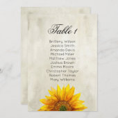 Invitation Plan de table mariage rustique avec tournesols. Pl (Devant / Derrière)