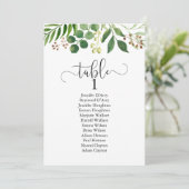 Invitation Plan de table mariage verdoyant, calligraphie mode (Debout devant)