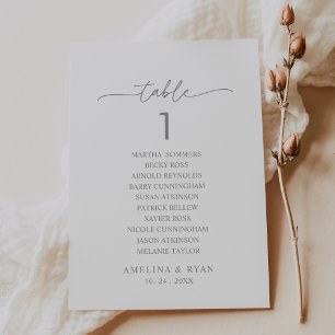 Invitation Plan de table minimaliste gris clair numéro 1