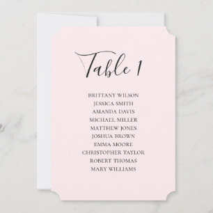 Invitation Plan de table minimaliste pour mariage rose pâle b