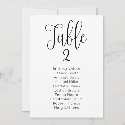 Invitation Plan de table moderne pour mariage. Plan de table  (Devant)