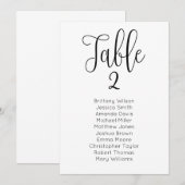 Invitation Plan de table moderne pour mariage. Plan de table  (Devant / Derrière)