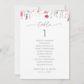 Invitation Plan de table numéro 1 des fleurs sauvages de prin (Dos)
