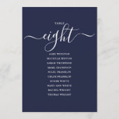 Invitation Plan de table numéro 8 écriture bleu marine (Dos)
