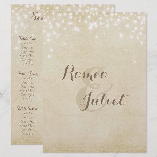 Invitation Plan de table Parchment Sparkle (Devant / Derrière)