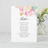 Invitation Plan de table rose et pêche. Plan de mariage flora (Debout devant)