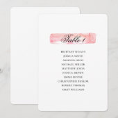 Invitation Plan de table rose. Plan de mariage à l'aquarelle (Devant / Derrière)