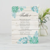 Invitation Plan de table succulent vert. Mariage rustique (Debout devant)