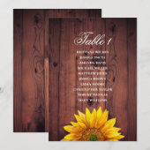 Invitation Plan de table tournesol. Grange en bois rustique d (Devant / Derrière)
