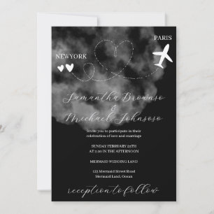 Invitation Plan de vol de destination noire à l'étranger mari
