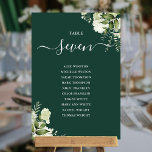 Invitation Plan Floral Émeraude Numéro du tableau<br><div class="desc">Ces élégants numéros de table mariages feuille vert émeraude peuvent être personnalisés avec le plan d'assise de vos invités dans la typographie chic. Les cartes sont imprimées à l'avant et à l'arrière (recto double). Conçu par Thisisnotme©</div>