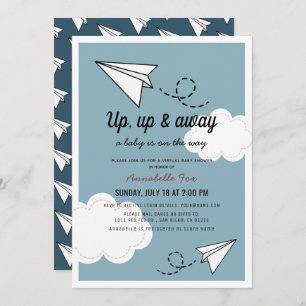 Invitation Plan papier haut et éloigné Baby shower virtuel bl