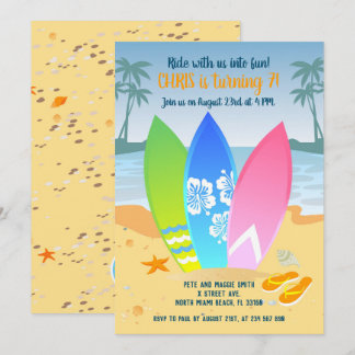 Invitation Planche à voile sur la plage anniversaire de enfan