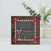Invitation Planche de bois rustique de cocktail de fêtes de f (Debout devant)