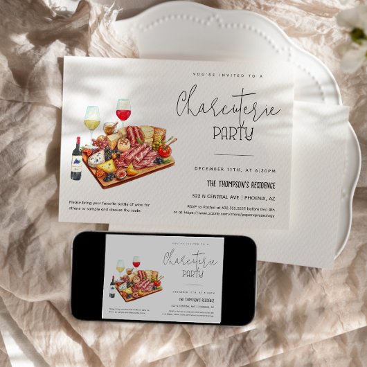 Invitation Planche de Charcuterie Vin Fromage pour Toute Occa