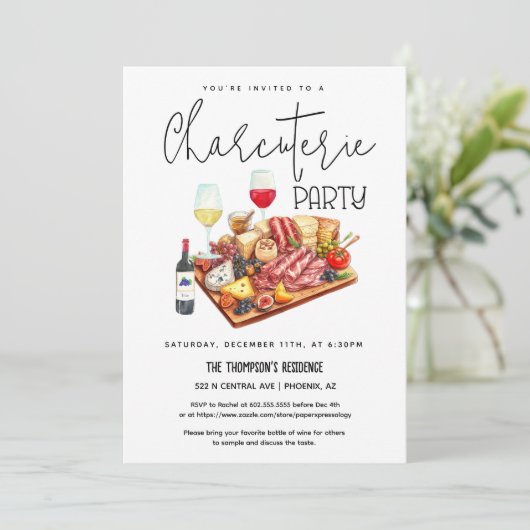 Invitation Planche de charcuterie Vin Fromage Toute occasion (Debout devant)