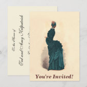 Invitation Planche de mode antique victorienne : Robe à tourn (Devant / Derrière)