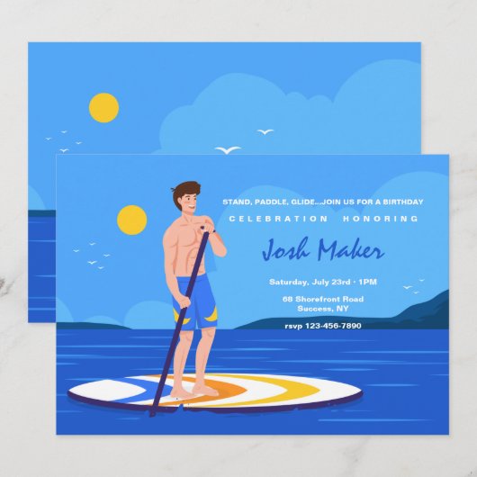 Invitation Planche de paddle debout (Devant / Derrière)