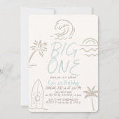 Invitation Planche de surf Big One Doodle Blue Boy 1er Annive (Devant)