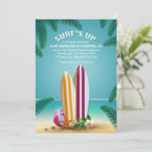 Invitation Planche de Surf Fête de Plage (Debout devant)