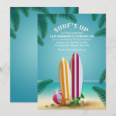 Invitation Planche de Surf Fête de Plage (Devant / Derrière)