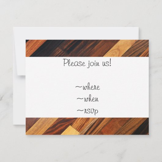 Invitation Plancher en bois diagonal (Dos)