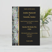 INVITATION PLANCHER HOLOGRAPHIQUE SPOT NOIR OR MARIAGE (Debout devant)