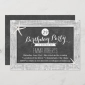 Invitation Plancher rustique Bois encadré Starfish Anniversai (Devant / Derrière)