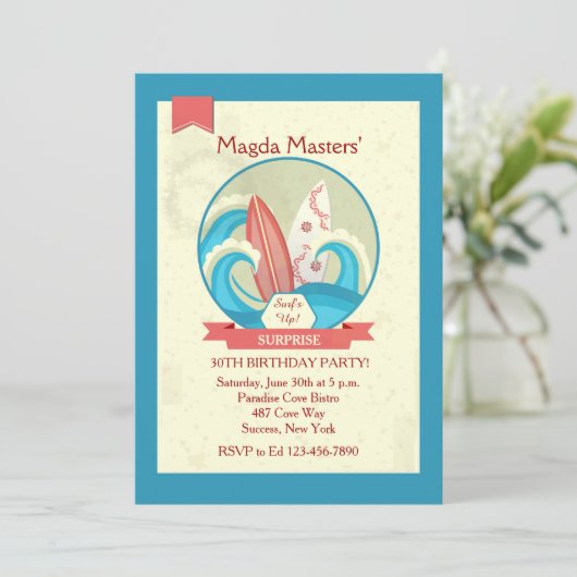 Invitation Planches de surf dans l'invitation de vagues (Debout devant)