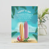 Invitation Planches de Surf Fête de Plage (Debout devant)