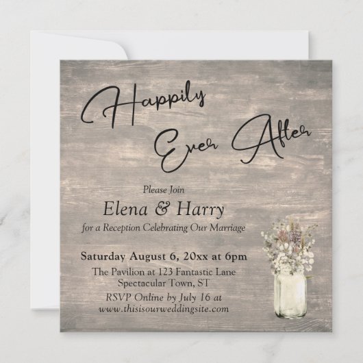 Invitation Planches Patinées Fleurs Sauvages À Tout Jamais (Devant)