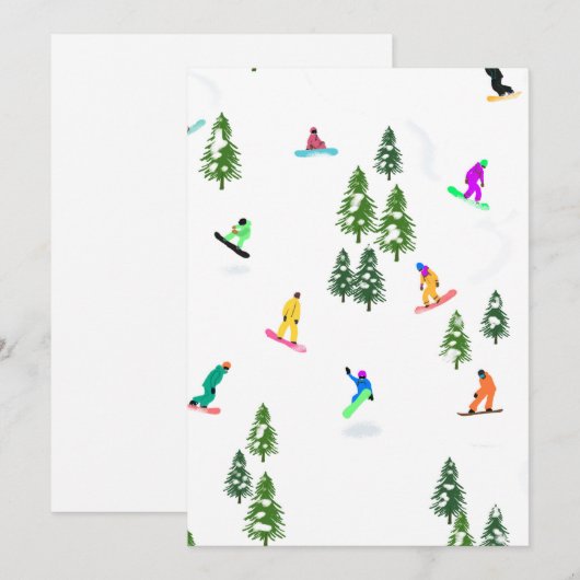 Invitation Plancheurs en liberté Planche à neige Noël  (Devant / Derrière)