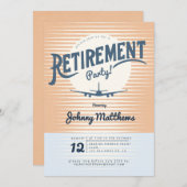 Invitation Plane coucher de soleil fête de retraite (Devant / Derrière)