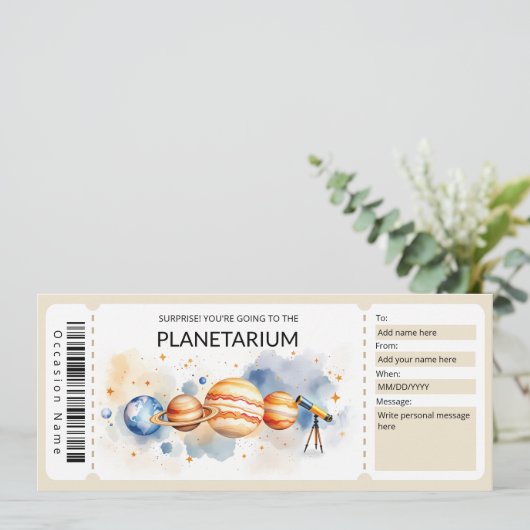 Invitation Planetarium Gift Certificate Template (Debout devant)
