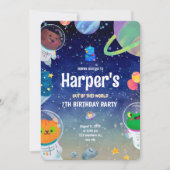 Invitation Planète Animaux de Fête Espace Extra-Atmosphérique (Devant)