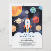 Invitation Planète Fusée Spatiale Anniversaire Blast Off (Devant)