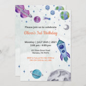 Invitation Planète Thème Garçon Anniversaire (Devant / Derrière)