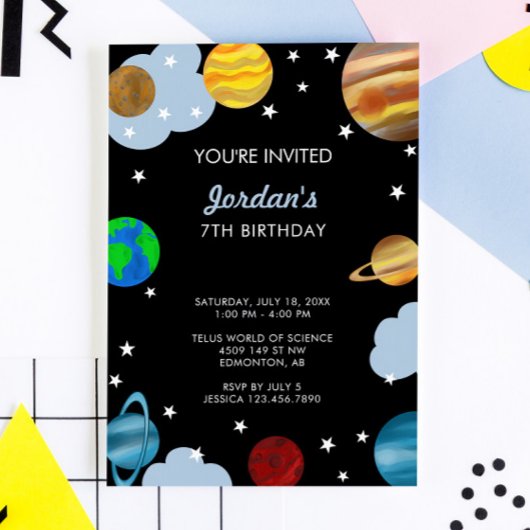 Invitation Planètes Anniversaire Espace Extérieur Galaxie Gar