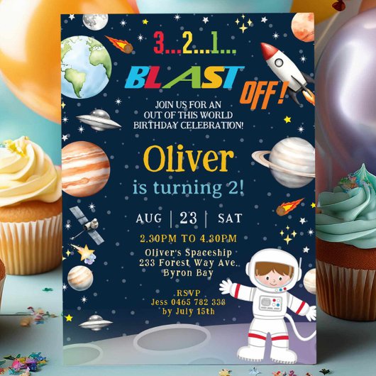 Invitation Planètes astronautes de fusées spatiales Anniversa