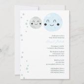 Invitation Planètes Bleues et Grises Bébé Fille Douche (Devant)