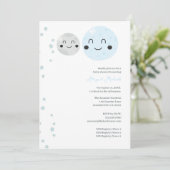 Invitation Planètes Bleues et Grises Bébé Fille Douche (Debout devant)