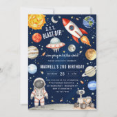 Invitation Planètes de l'espace astronaute garçon anniversair (Devant)